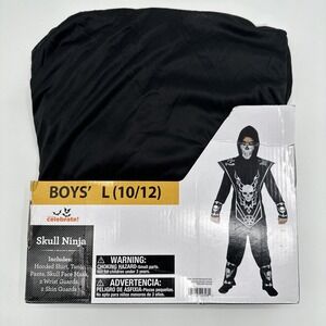 Fun World Silver Skull Ninja Halloween Costume Multicolor Size Boys L (10/12)
